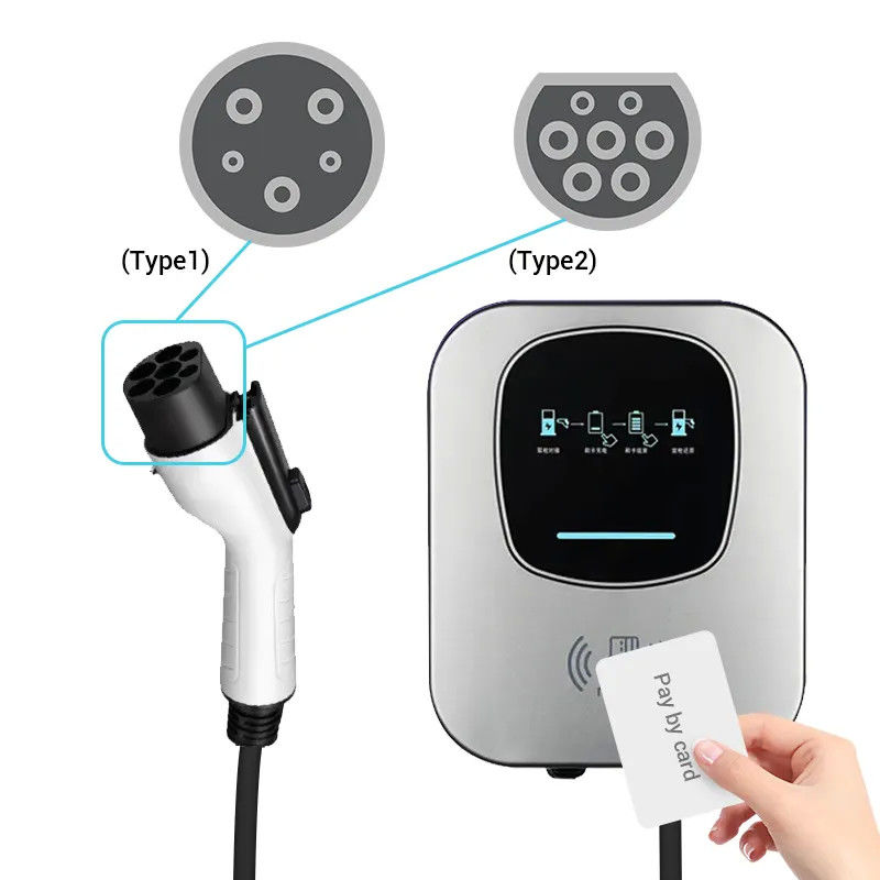 تيسلا 7 كيلوواط بطاقة العبور 220v نوع 1 شاحن EV مع شاشة LED