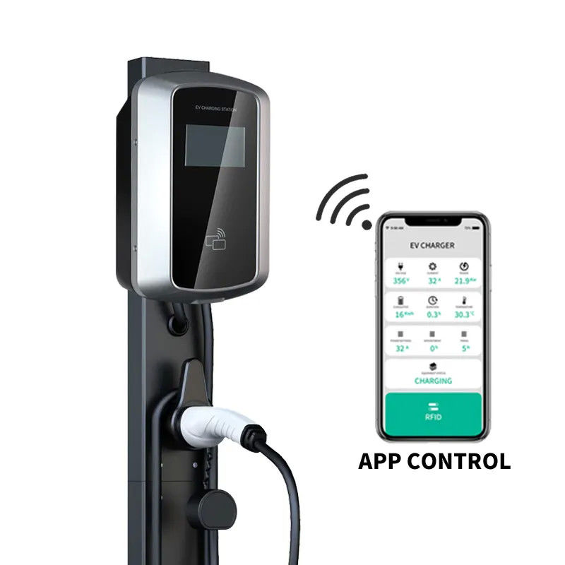 بطاقة RFID واي فاي بلوتوث محطة شحن EV مثبتة على الحائط AC شاحن السيارة 16A 380V