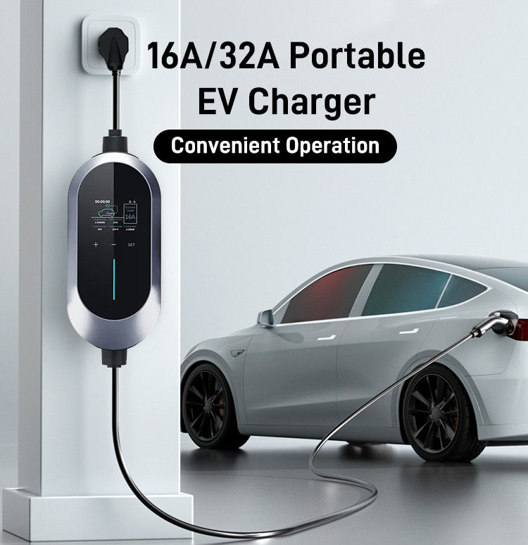 SAE J1772 الشاحن المحمول للسيارات الكهربائية من نوع 1 7kw EU Single Gun