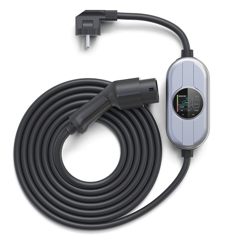 16A 32A 2.5 بوصة شاشة LCD محمولة محطة شحن EV شاحن EV نوع 1 FCC