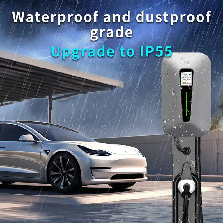 نوع 1 و نوع 2 شاشة LCD RFID شاحن EV الجدار لجميع السيارات الكهربائية