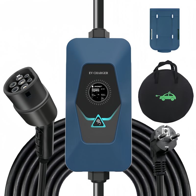 نوع 2 شاشة عرض 32A شاحن AC EV المحمول مع شهادة CE